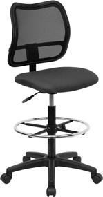 img 4 attached to 🪑 Comfortable and Ergonomic Mid-Back Gray Mesh Drafting Chair by Flash Furniture: A Perfect Addition to Your Workspace