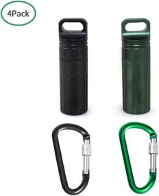 img 3 attached to 🔒 SENHAI Air-Tight EDC Accessory Case - Waterproof Pill Capsule Fob Bottle, 2 Pack Aluminum Outdoor Dry Containers with Match Seal Storage - Black, Green. Includes 2 Locking Carabiners