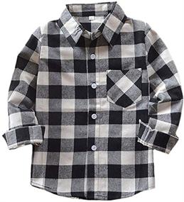 img 2 attached to Boys' Red and Black Flannel Shirt with Little Sleeve Buttons - Tops, Tees & Shirts