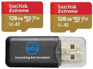 💾 2-pack of sandisk 128gb micro sdxc extreme memory cards | compatible with gopro hero 8 black, gopro max 360 action cam | u3 v30 4k class 10 | sdsqxa1-128g-gn6mn | bundle with 1 everything but stromboli card reader logo