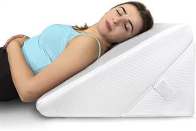 img 4 attached to 🛌 Adjustable Bed Wedge Pillow - Memory Foam Top Folding Incline Cushion, 9&amp;12 inch Height, Back and Leg Support Pillow, Acid Reflux, Heartburn, Allergies, Snoring, Reading - Soft Washable Cover (White)