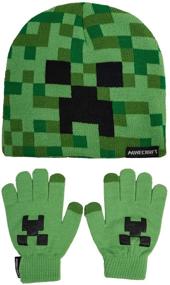 img 4 attached to 🧢 Unleash the Fun with Minecraft Boys Beanie and Gloves Set - Black and Green Creeper Face Design for Youth, Adjustable - Perfect for Both Boys and Girls