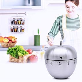 img 2 attached to ⏰ YAODHAOD Apple Stainless Steel Chef Cooking Timer Clock with Loud Alarm - 60 Minutes Mechanical Rotating Countdown Timer for Kitchen Cooking, Baking, and Kids - No Batteries Required