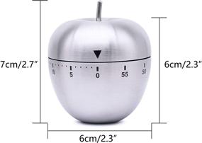 img 1 attached to ⏰ YAODHAOD Apple Stainless Steel Chef Cooking Timer Clock with Loud Alarm - 60 Minutes Mechanical Rotating Countdown Timer for Kitchen Cooking, Baking, and Kids - No Batteries Required