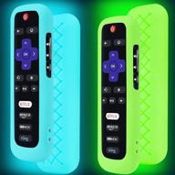 roku remote case 2-pack - silicone glow in the dark blue and green protective sleeve 📱 for tcl roku smart tv streaming stick remote and roku tv remote battery cover - universal controller skin logo