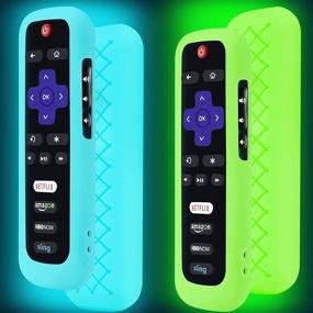 img 4 attached to Roku Remote Case 2-Pack - Silicone Glow in the Dark Blue and Green Protective Sleeve 📱 for TCL Roku Smart TV Streaming Stick Remote and Roku TV Remote Battery Cover - Universal Controller Skin