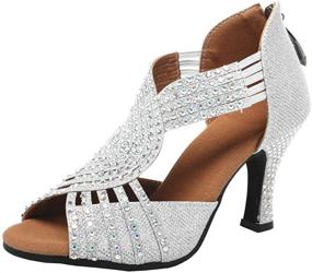 img 4 attached to Glittering Women's Rhinestone Ballroom Dance Shoes: Latin & Stage Dancing Perfection