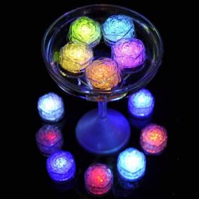 img 3 attached to Halloween Party Wedding Club Bar Decoration - 12PCS Simulation Plastic Multi-Color Luminous Ice Cubes with Colorful Lights for Champagne Tower