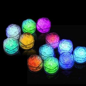 img 1 attached to Halloween Party Wedding Club Bar Decoration - 12PCS Simulation Plastic Multi-Color Luminous Ice Cubes with Colorful Lights for Champagne Tower