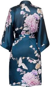 img 3 attached to KIM+ONO Floral Satin 🌺 Kimono Robe: Short-Length Elegance for Women