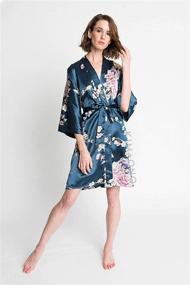 img 2 attached to KIM+ONO Floral Satin 🌺 Kimono Robe: Short-Length Elegance for Women