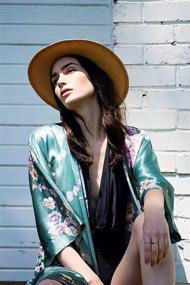 img 1 attached to KIM+ONO Floral Satin 🌺 Kimono Robe: Short-Length Elegance for Women