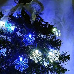 img 3 attached to ❄️ Snowflake String Lights - 50-Count, 12.8 Ft Cool White and Blue LED Mini Lights for Christmas Decor