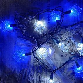 img 2 attached to ❄️ Snowflake String Lights - 50-Count, 12.8 Ft Cool White and Blue LED Mini Lights for Christmas Decor