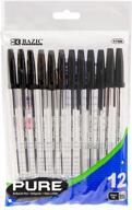 🖊️ bazic 1-pack ballpoint pen set - pure black color stick pens, 1.0 mm bold point - smooth writing for office, school, and teachers - 12/pack logo
