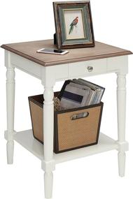 img 3 attached to 🏺 Convenience Concepts French Country Driftwood/White End Table: Drawer and Shelf Included