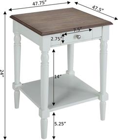 img 1 attached to 🏺 Convenience Concepts French Country Driftwood/White End Table: Drawer and Shelf Included