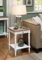 🏺 convenience concepts french country driftwood/white end table: drawer and shelf included логотип