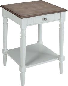 img 2 attached to 🏺 Convenience Concepts French Country Driftwood/White End Table: Drawer and Shelf Included