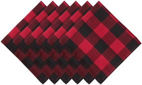 img 4 attached to 🖤 DII Buffalo Check Collection: Classic Farmhouse Tabletop Set with Napkin Set 6 Pieces, 20x20", Red & Black