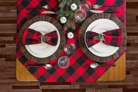 img 1 attached to 🖤 DII Buffalo Check Collection: Classic Farmhouse Tabletop Set with Napkin Set 6 Pieces, 20x20", Red & Black