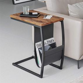 img 2 attached to 🛋️ Compact Rustic Brown CubiCubi Sofa Side Table with Side Pocket - Ideal for Living Room, Bedroom, Couch, and Small Spaces