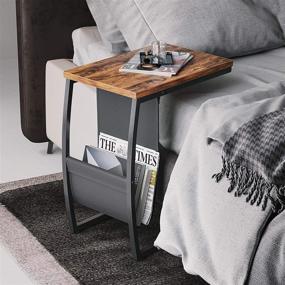 img 3 attached to 🛋️ Compact Rustic Brown CubiCubi Sofa Side Table with Side Pocket - Ideal for Living Room, Bedroom, Couch, and Small Spaces