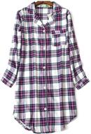 👚 flannel print pajama top button-front nightshirt sleepwear for women by enjoynight logo