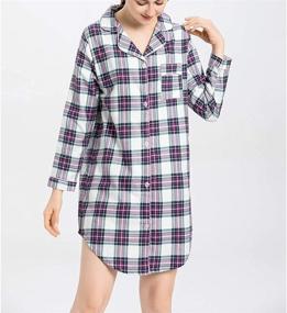 img 1 attached to 👚 Flannel Print Pajama Top Button-Front Nightshirt Sleepwear for Women by ENJOYNIGHT