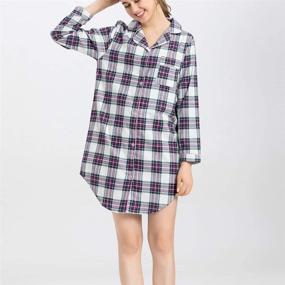 img 2 attached to 👚 Flannel Print Pajama Top Button-Front Nightshirt Sleepwear for Women by ENJOYNIGHT
