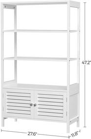 img 1 attached to 🏢 SONGMICS Tall Free-Standing Bathroom Cabinet with 3 Shelves and Double Doors, Linen Tower, Bamboo, White UBCB010W01 - Perfect for Living Room, Kitchen, and More