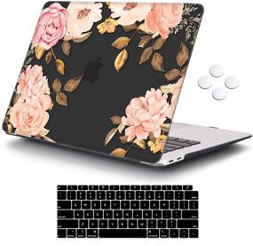 img 4 attached to 🌹 iCasso MacBook Air 13 Inch Case 2020 2019 2018 Release A2337M1/ A2179/A1932 with Retina Display Touch ID, Black Watercolor Rose Pattern - Hard Plastic Shell Case and Keyboard Cover Compatible with MacBook Air 13