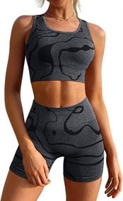 img 4 attached to 🏋️ GXIN Women's High Waist Gym Yoga Sports Bra and Running Shorts 2 Piece Outfit - Seamless and for Workout