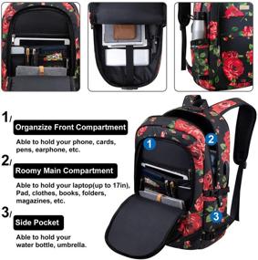 img 3 attached to Black Red Travel Laptop Backpack - Anti-Theft, USB Charging Port, Headphone Interface - Ideal for Business Use