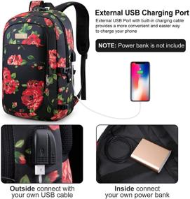 img 2 attached to Black Red Travel Laptop Backpack - Anti-Theft, USB Charging Port, Headphone Interface - Ideal for Business Use