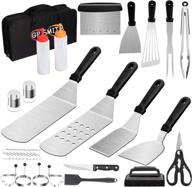 complete 32-piece griddle accessories set for blackstone and camp chef bbq – heavy duty spatula, scraper, cleaning kit, and more! ideal cooking utensils set with carry bag for meat, knife, grilling – perfect grilling gift for men and women logo