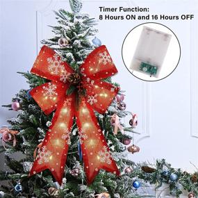 img 1 attached to Adroiteet LED Christmas Tree Topper with Timer Function - Decorative Bow for Wreath, Door, Wall - Snowflake and Pine Cone Design - Holiday Xmas Party Winter Decorations