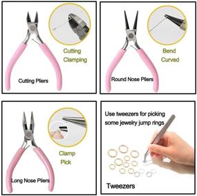 img 2 attached to Complete Jewelry Making Repair Kit with Jewelry Jump Rings, Lobster Clasps, Pliers, Soft Tape Measure, Brass Jump Ring Opener, and Supplies - Ideal for Jewelry Making and Repair Projects (982 Pieces)