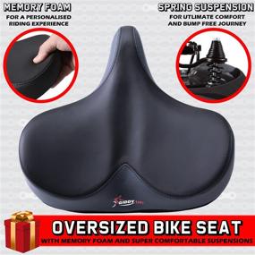 img 2 attached to 🚲 Giddy Up! Oversized Comfortable Bike Seat - Extra Wide Universal Fit Bicycle Saddle - Indoor Outdoor Padded Memory Foam Replacement