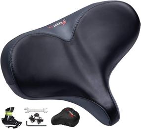 img 4 attached to 🚲 Giddy Up! Oversized Comfortable Bike Seat - Extra Wide Universal Fit Bicycle Saddle - Indoor Outdoor Padded Memory Foam Replacement