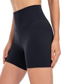 img 4 attached to 🩳 Lavento Women's Naked Feeling High Waisted Biker Shorts - Ultra Soft Workout Yoga Shorts with 5" / 6" Inseam for Enhanced Comfort and Performance