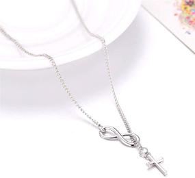 img 2 attached to 📿 XCFS Unisex Smooth Cross Pendant Necklace with 925 Silver Plating, Featuring a 20-inch Chain for Religious Jewelry