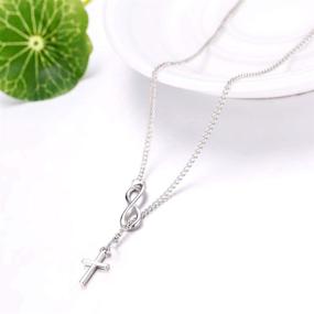 img 1 attached to 📿 XCFS Unisex Smooth Cross Pendant Necklace with 925 Silver Plating, Featuring a 20-inch Chain for Religious Jewelry