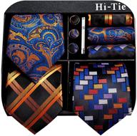 👔 upgrade your wedding attire with hi tie jacquard neckties and matching cufflinks: a must-have among men's accessories in ties, cummerbunds & pocket squares logo