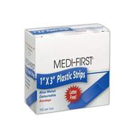 metal detectable plastic bandages - medique mp67133 medi-first blue 1"x3", flesh, box of 100 логотип