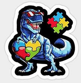 img 1 attached to 🦖 2pcs Autism Autistic Dinosaur Sticker Decal - Ideal for Laptops, Cars, Windows, Doors, Shops