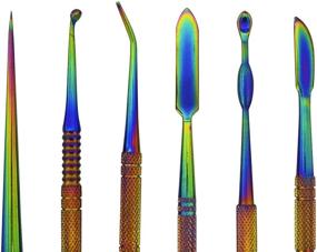 img 2 attached to 🔪 Natural Mystic USA Brand 6 Piece Stainless Steel Wax Carvers Tools Carving Tool Set - Double Ended Spatula Multi Colored Set for Jewelry - 6pc Wax Kit