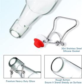 img 1 attached to 🍺 YEBODA Clear Glass Beer Bottles for Home Brewing: 16 oz, Stainless Handle, Swing Cap & Airtight Seal, Case of 6