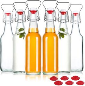 img 4 attached to 🍺 YEBODA Clear Glass Beer Bottles for Home Brewing: 16 oz, Stainless Handle, Swing Cap & Airtight Seal, Case of 6