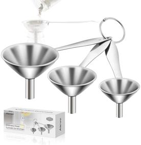 img 4 attached to 🍶 AIEVE Kitchen Funnel Set - Stainless Steel Funnels for Easy Bottle Filling - Small Funnels for Liquid and Dry Ingredients, Oil, Spices - Set of 3